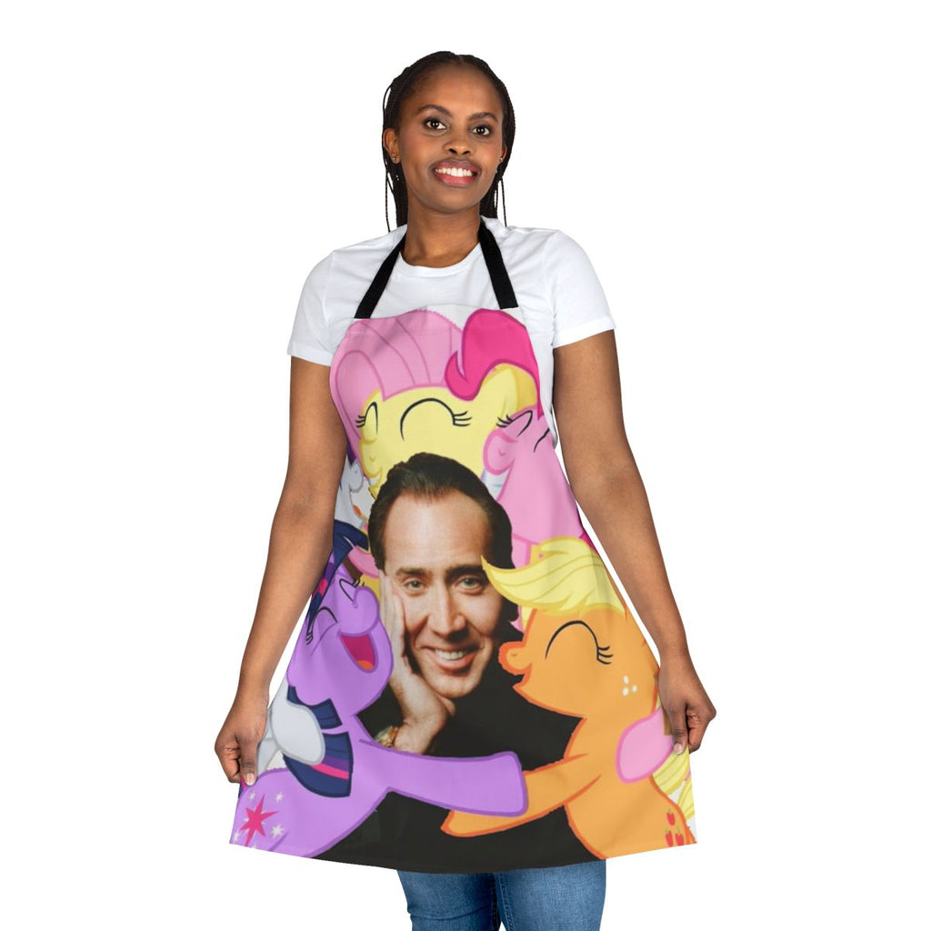 Custom Nicolas Cage themed apron with fan art design