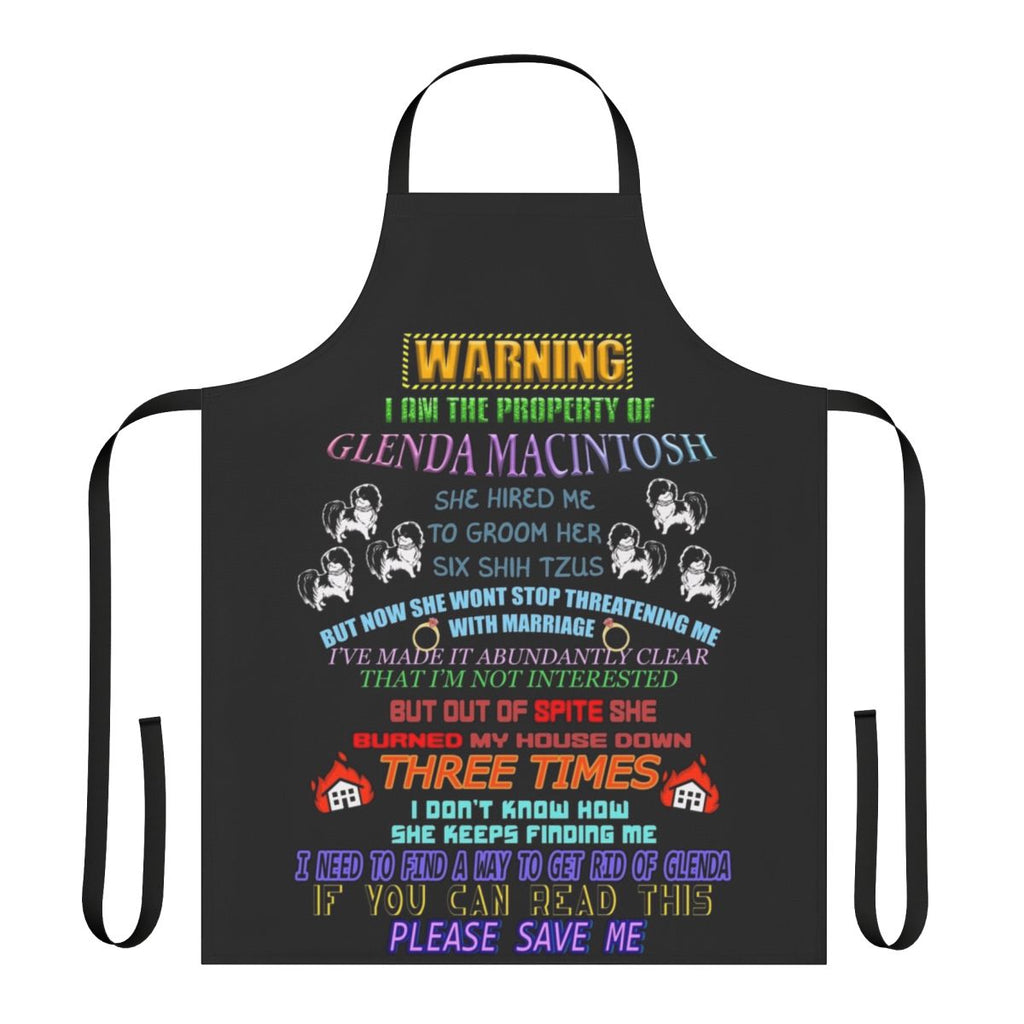 A custom-made apron with a unique and humorous design featuring a "weirdly specific" graphic or text.
