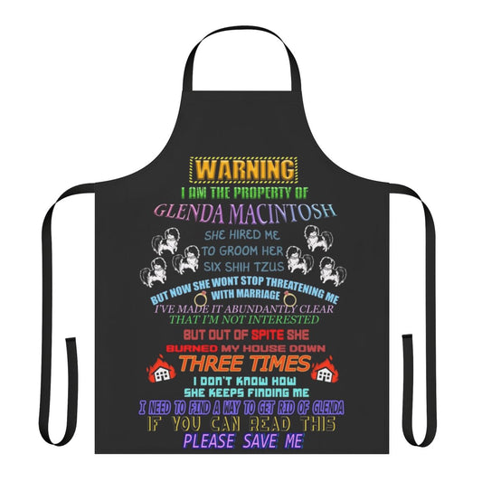 A custom-made apron with a unique and humorous design featuring a "weirdly specific" graphic or text.