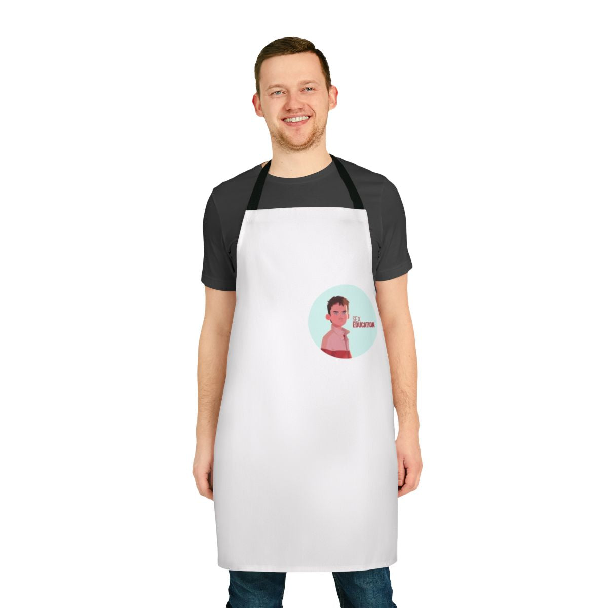 Personalized apron featuring Otis Milburn, a character from the popular Netflix series Sex Education