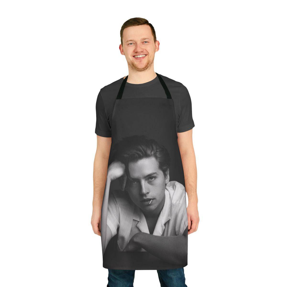 Custom apron featuring a portrait of Cole Sprouse as Jughead Jones from the TV show Riverdale