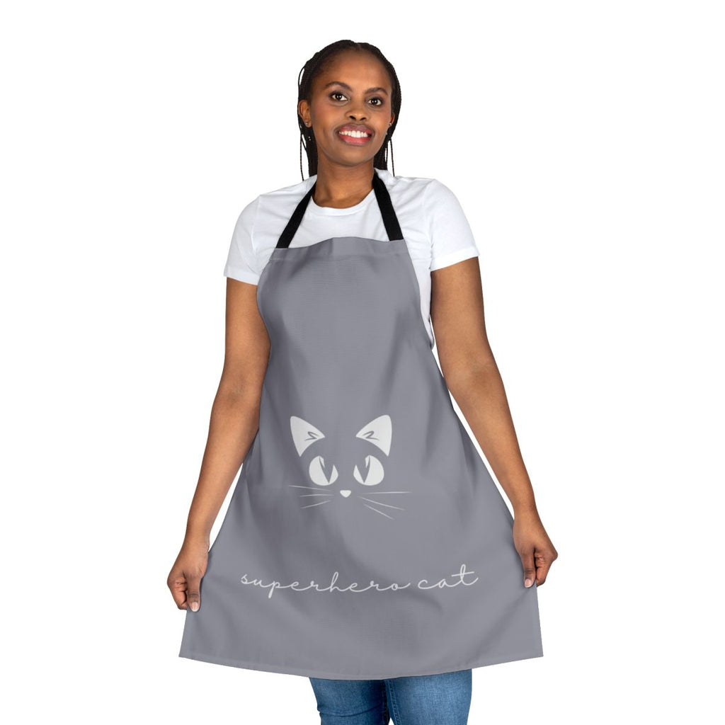 A vibrant, personalized superhero-themed apron with an inspirational quote.