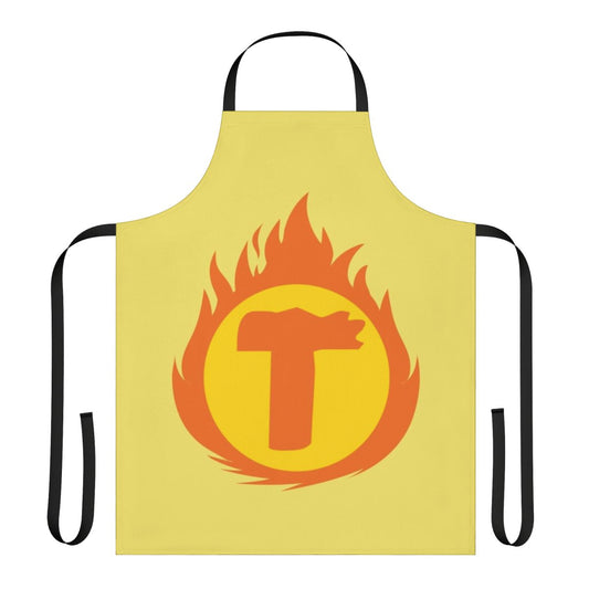 Superhero-themed apron with a fire insignia design