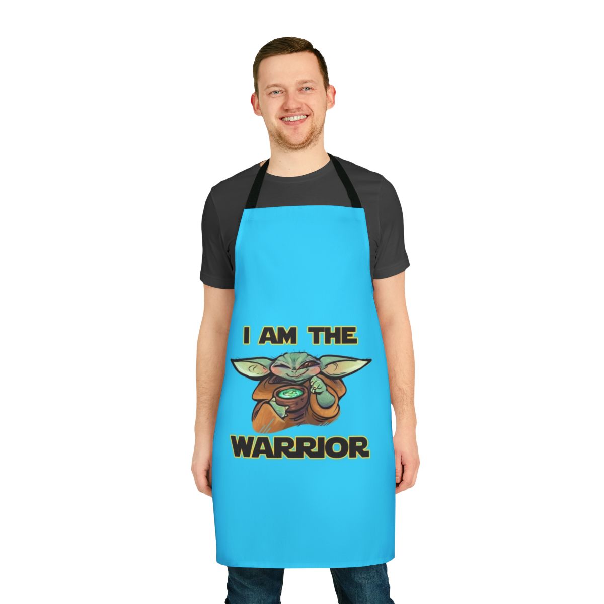 A custom apron with a warrior-inspired design, perfect for the kitchen or any culinary task.