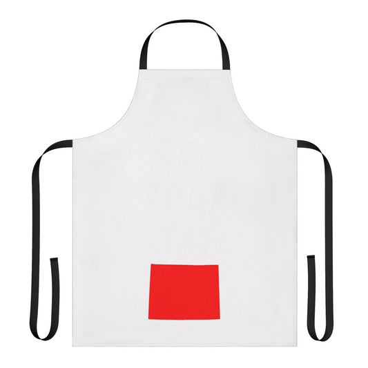 Wyoming state pride apron with a stylized design