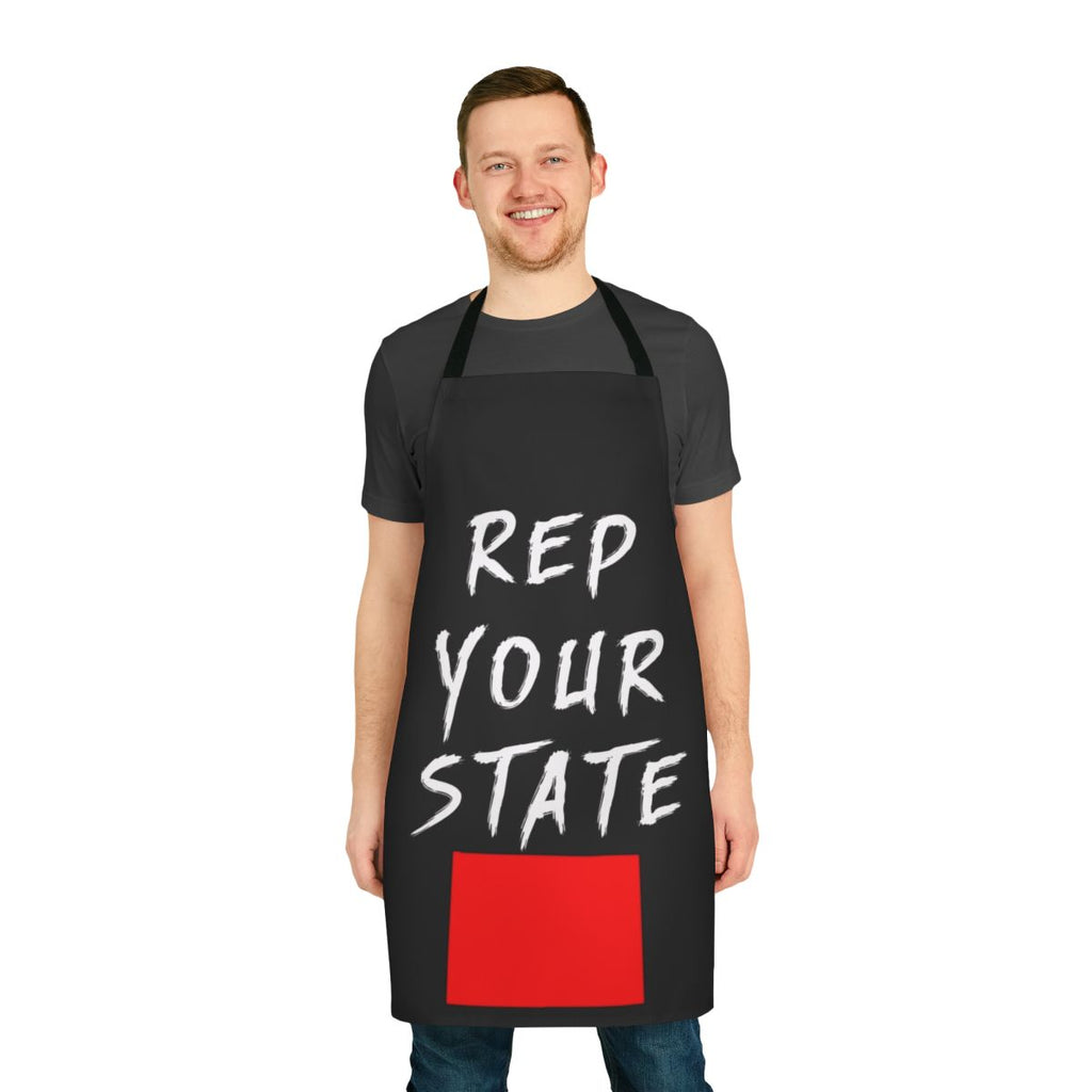 Apron featuring the state of Wyoming in a stylish design for cooking and baking enthusiasts