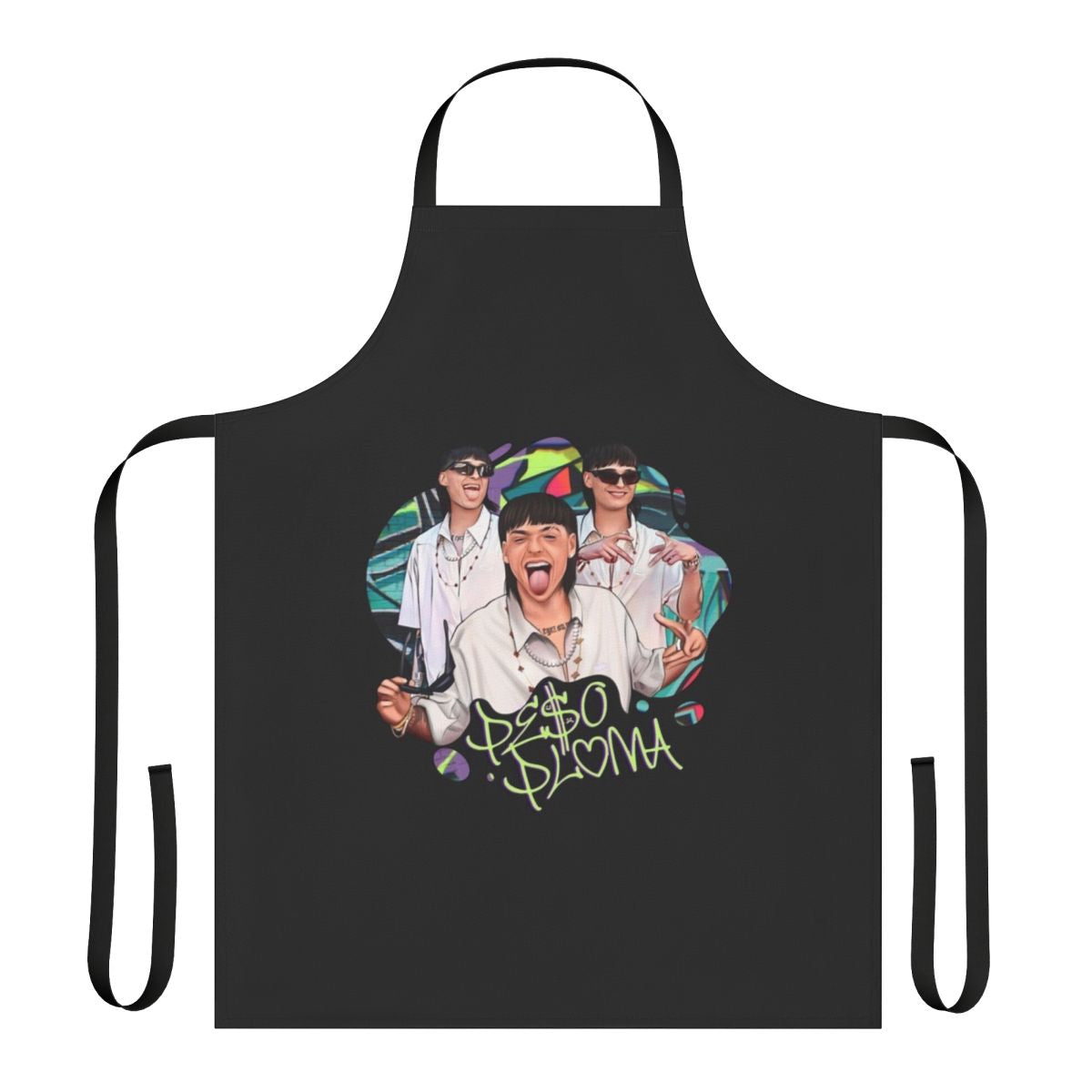 Peso Pluma-inspired apron featuring the artist's signature style and iconic imagery