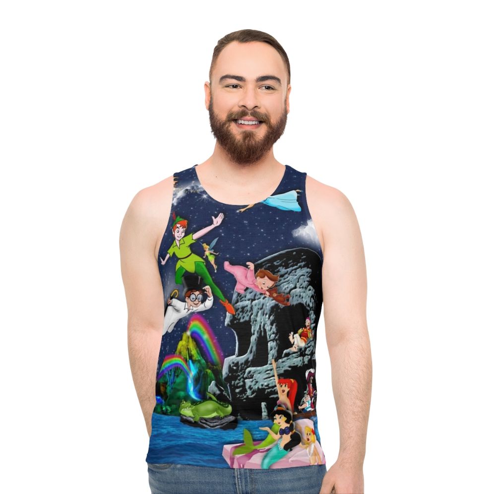 Peter Pan Unisex Tank Top with Neverland and Skull Graphic