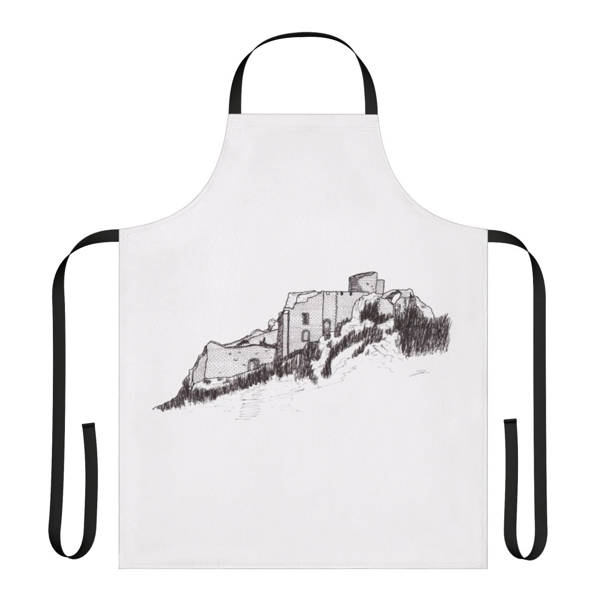 Apron featuring the historic Peyrepertuse Castle in the Corbières region of France