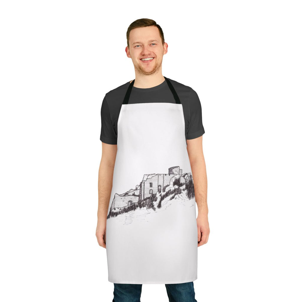 Apron featuring the historic Peyrepertuse Castle in the Corbières region of France