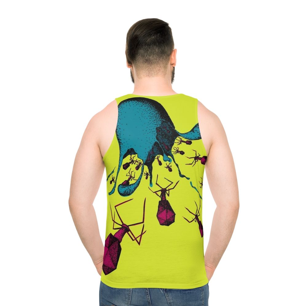 Unisex tank top featuring phage art design