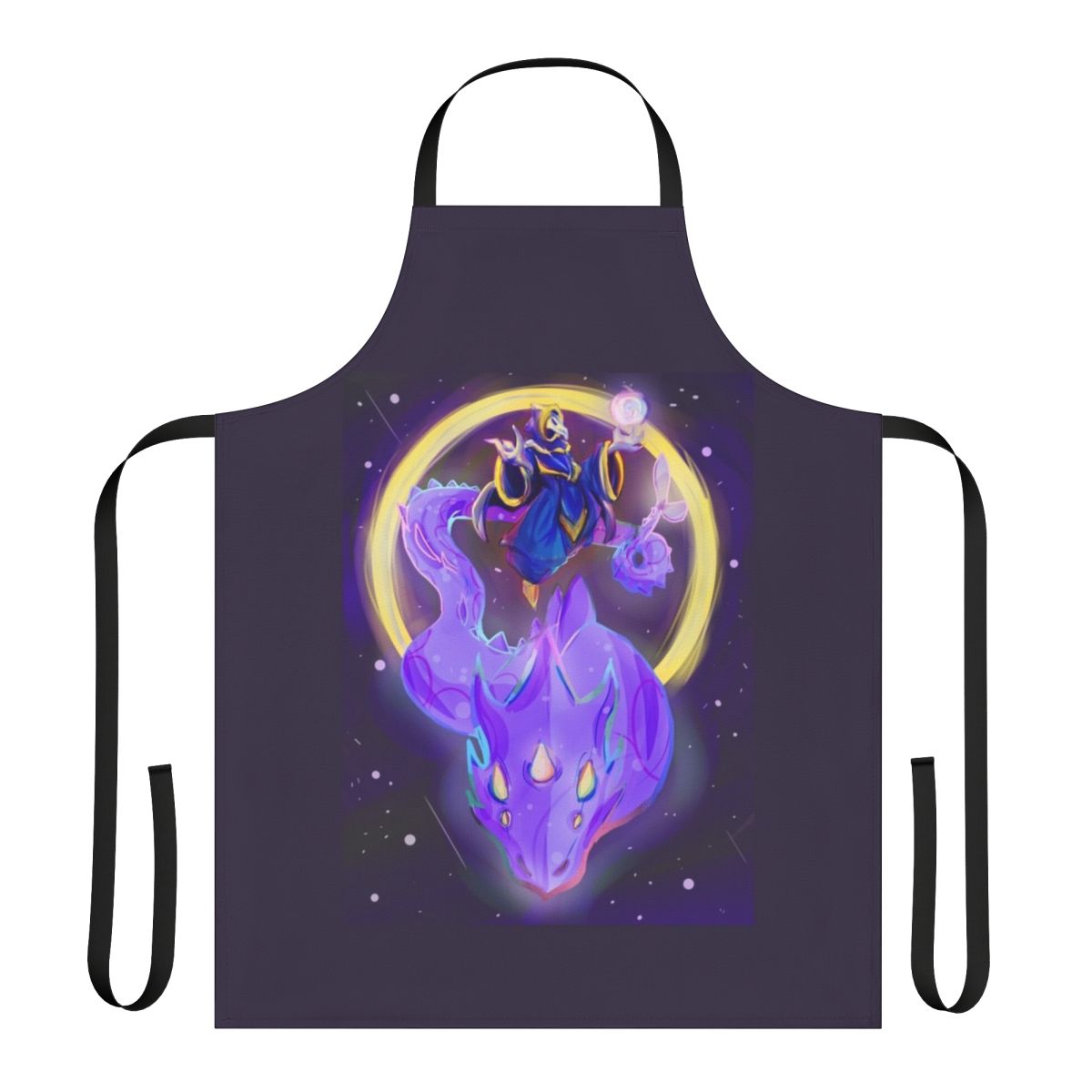 Apron featuring a vibrant Phantasm Dragon design, inspired by the Lunatic Cultist boss in the popular game Terraria.