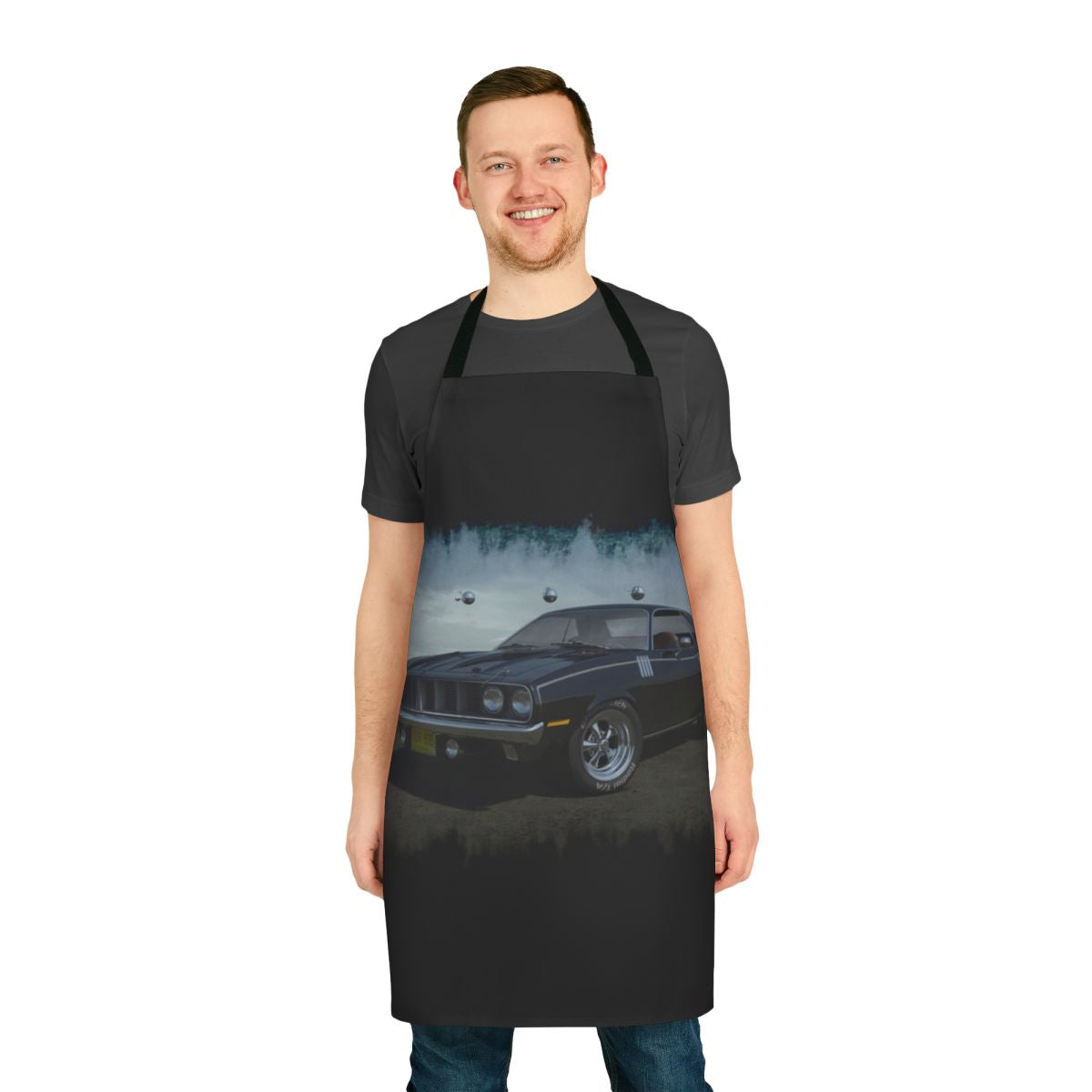 Phantasm-inspired Cuda apron featuring the iconic car from the classic horror movie