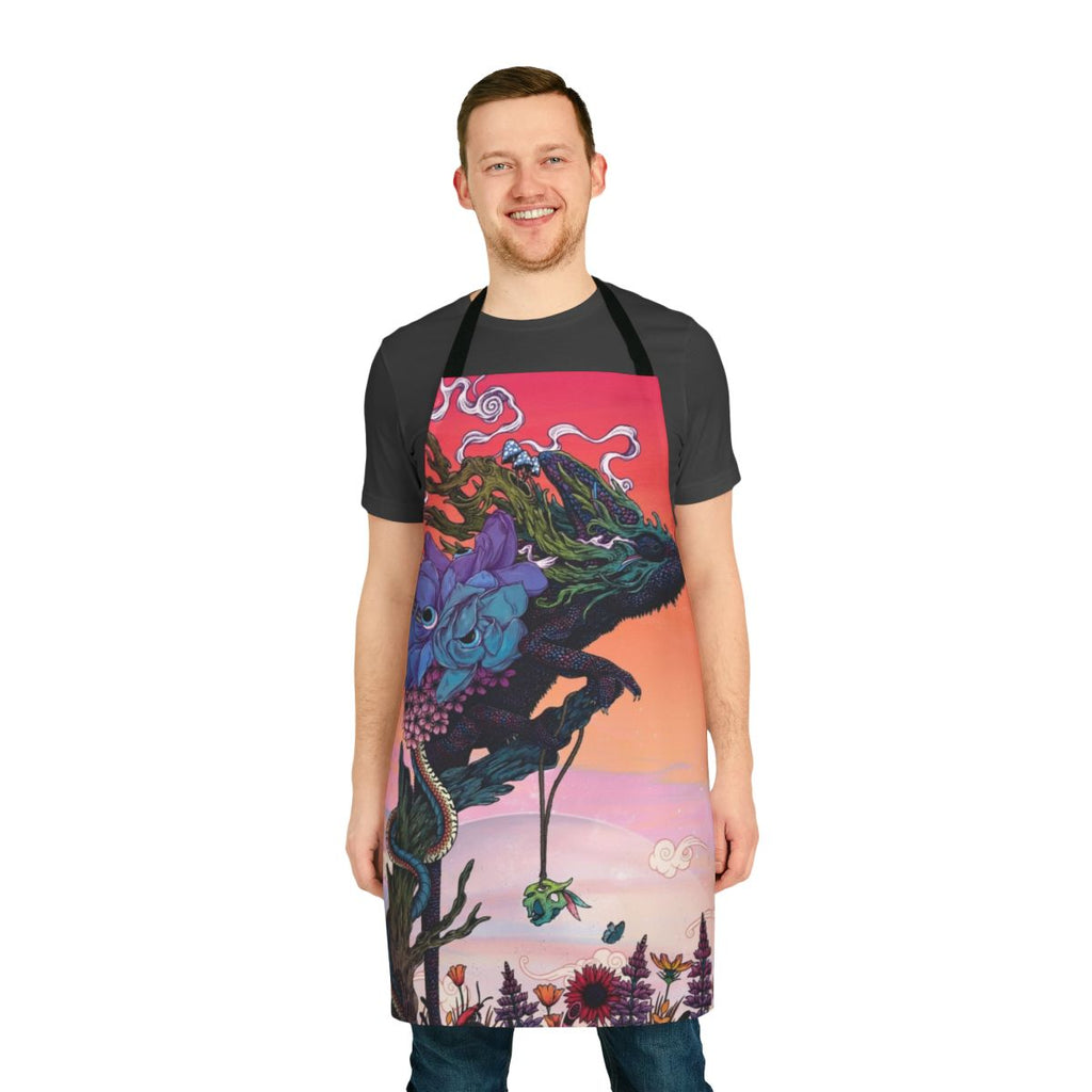 Phantasmagoric Nature Apron featuring a surreal, trippy, and psychedelic design inspired by nature, space, and fantasy.