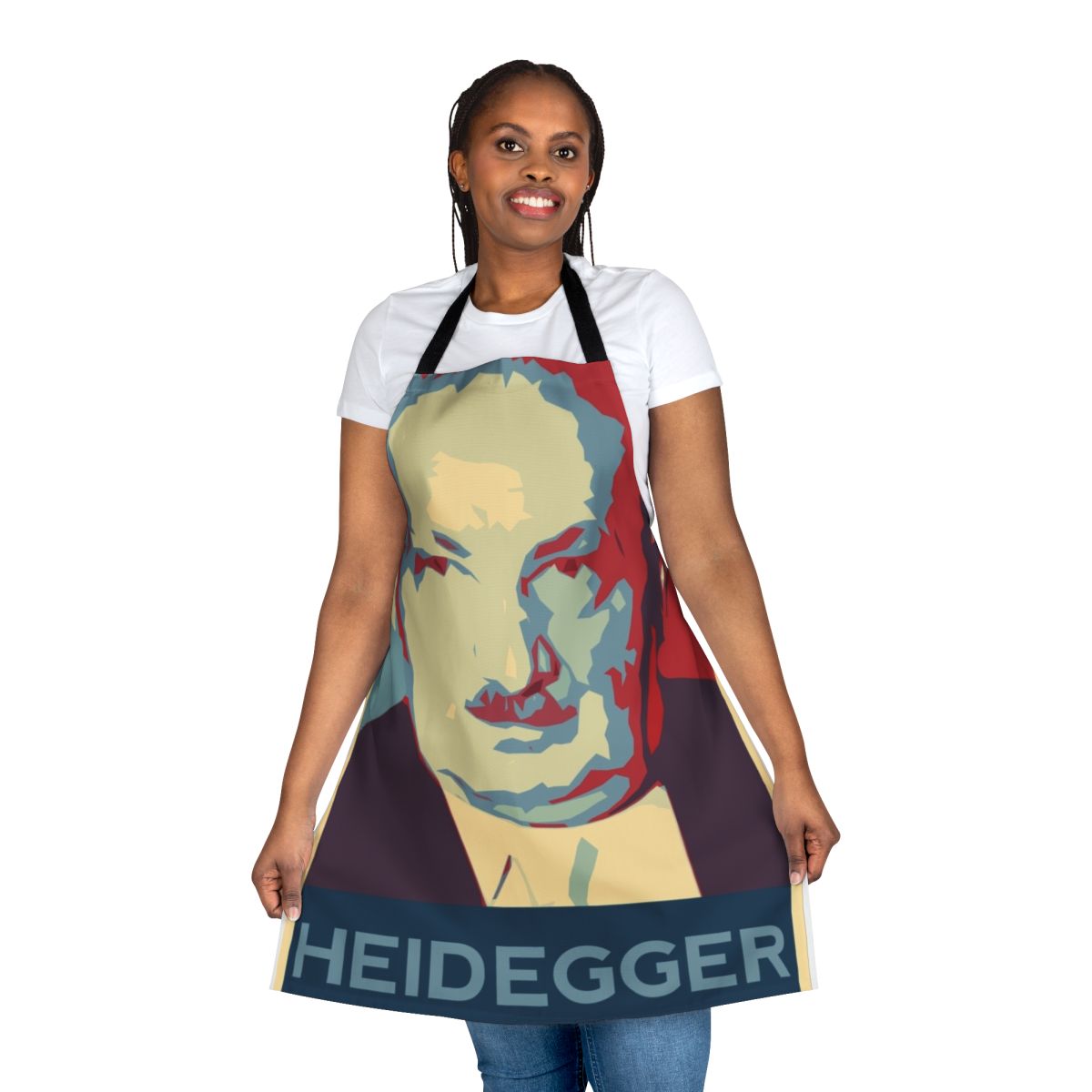 Martin Heidegger inspired philosopher's apron with text and design elements