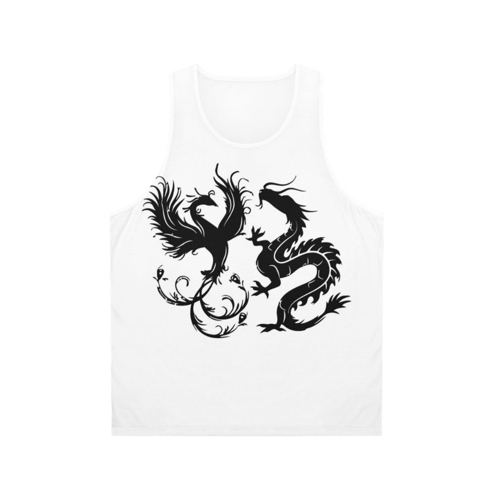Unisex tank top featuring a phoenix and dragon design