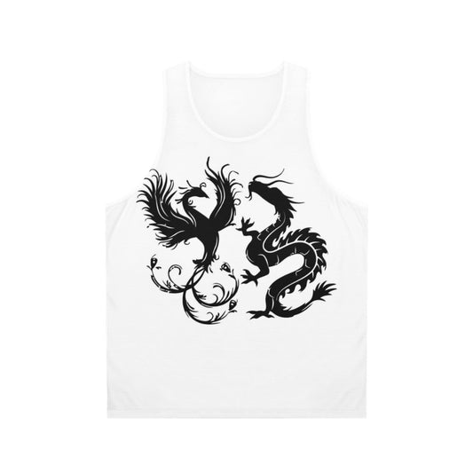 Unisex tank top featuring a phoenix and dragon design