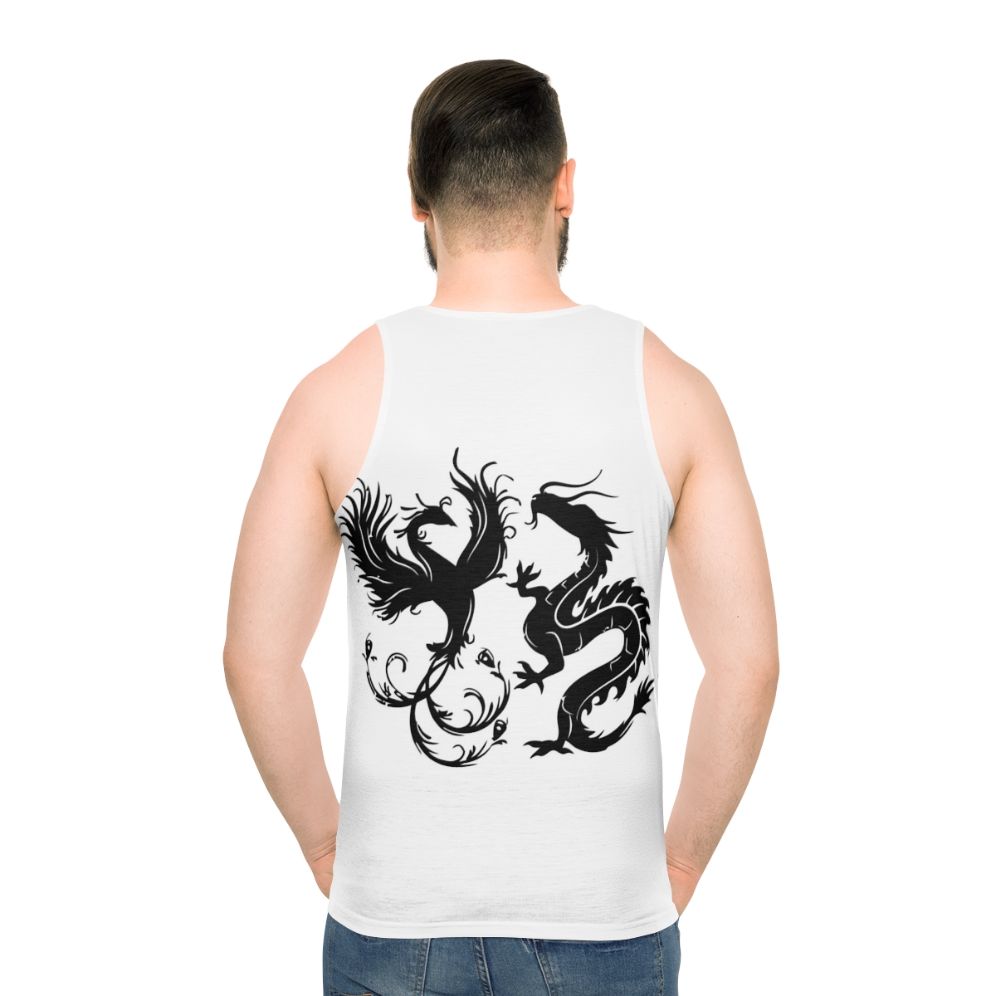 Unisex tank top featuring a phoenix and dragon design