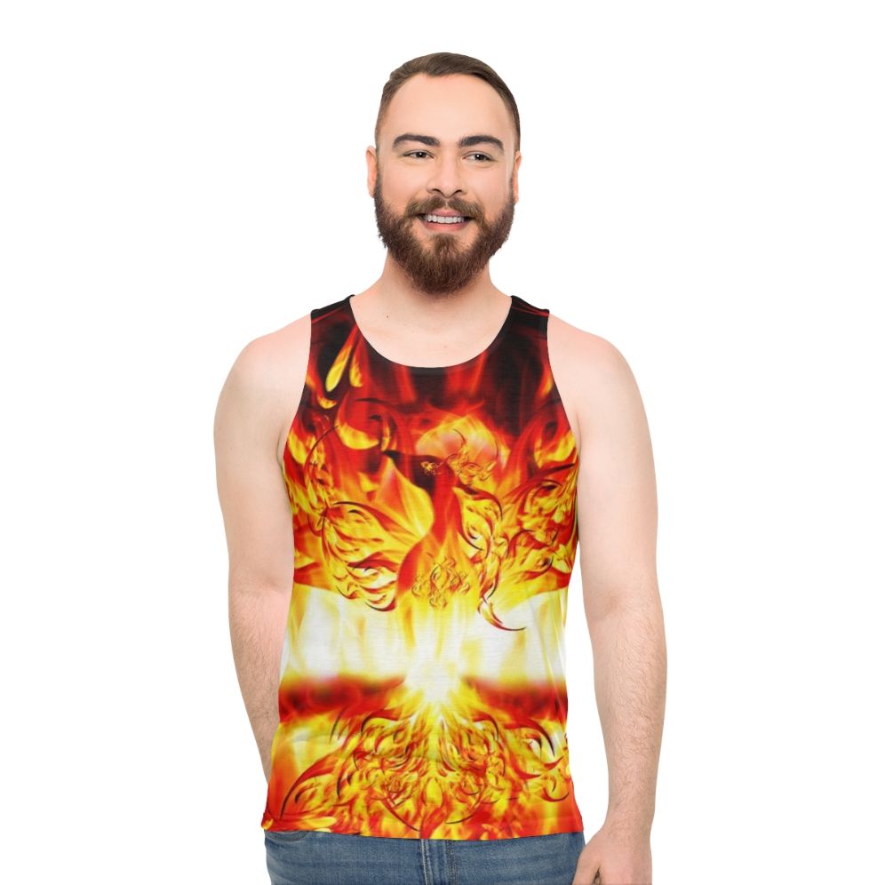 Unisex tank top with a phoenix design