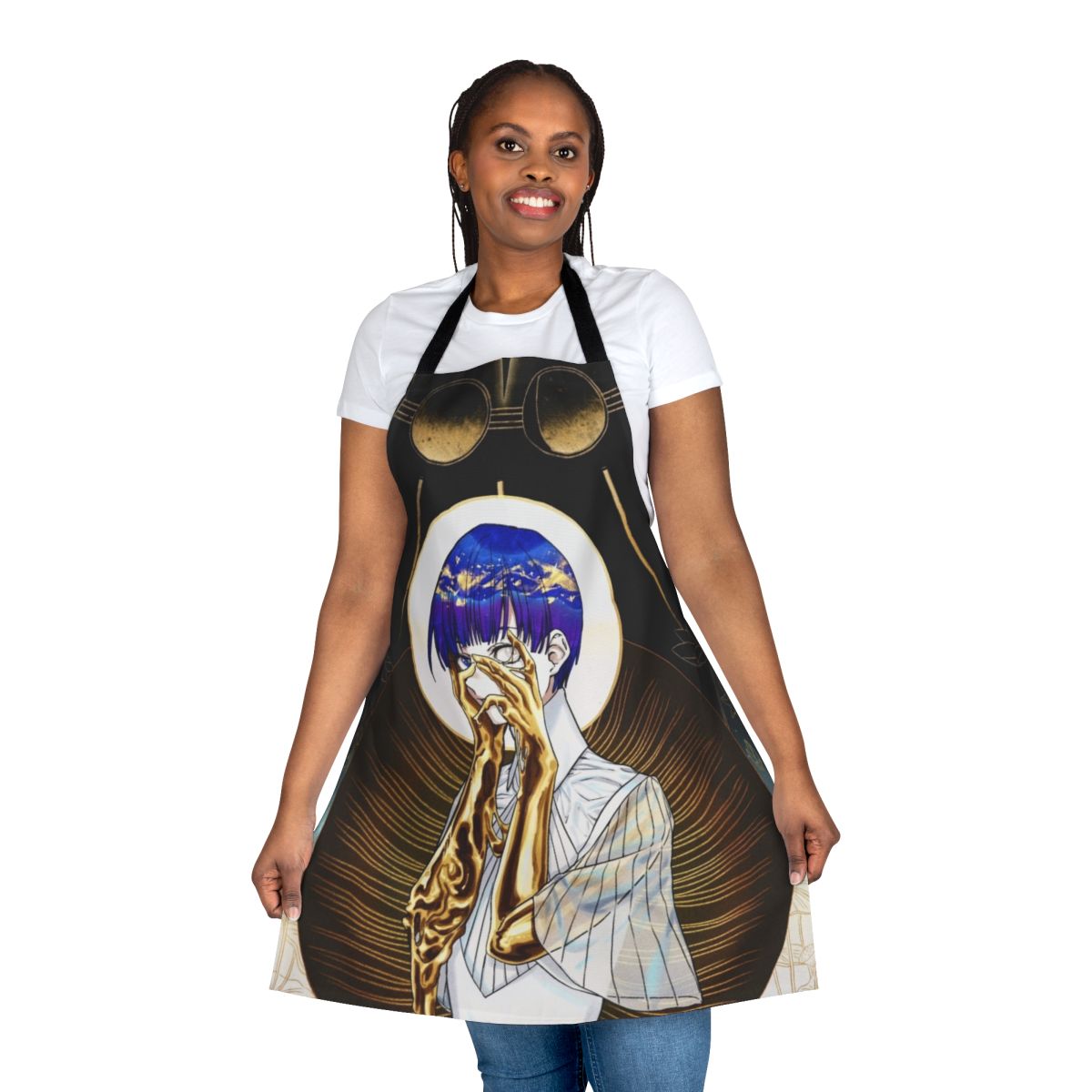 Phosphophyllite-inspired apron featuring the iconic character from the anime Houseki no Kuni