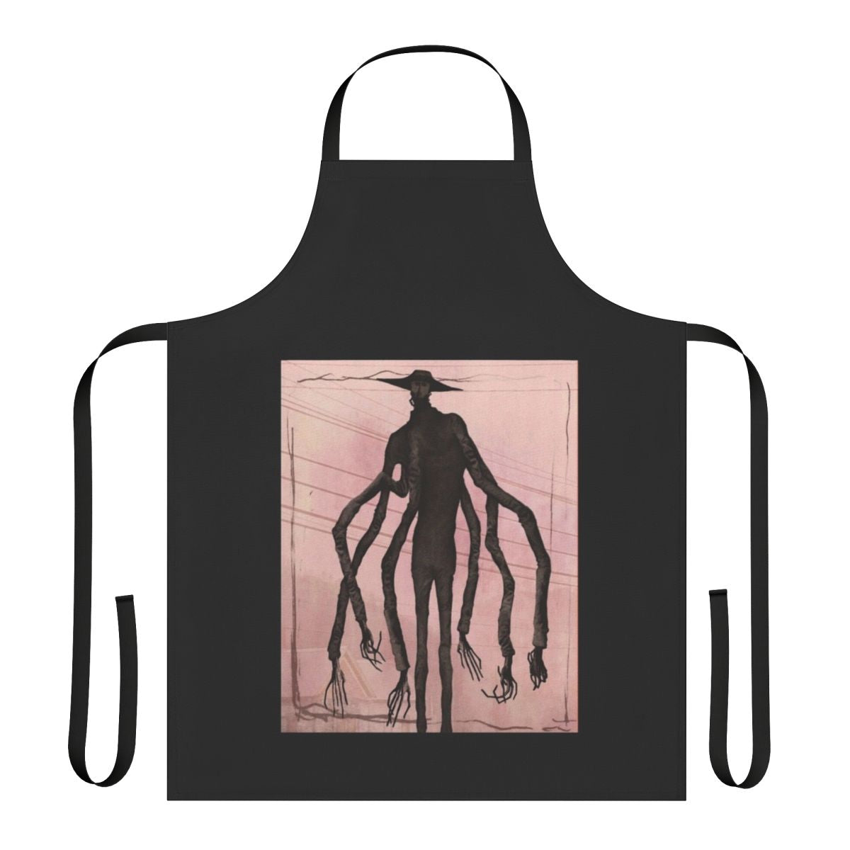 Photographic apron with text "Doctor Nowhere Found" printed on it