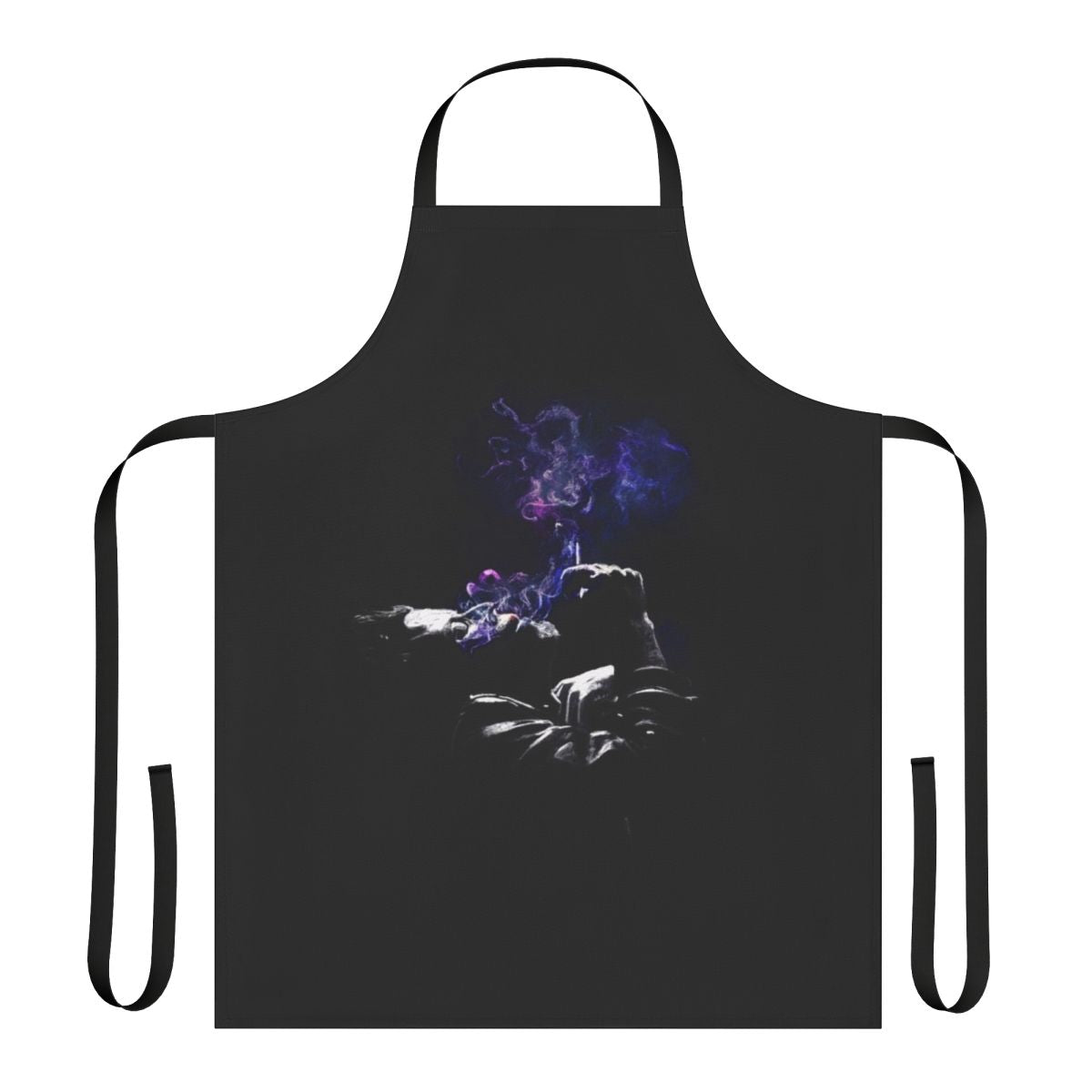 Photorealistic charcoal apron depicting a nebula in space, inspired by the music of Tom Waits