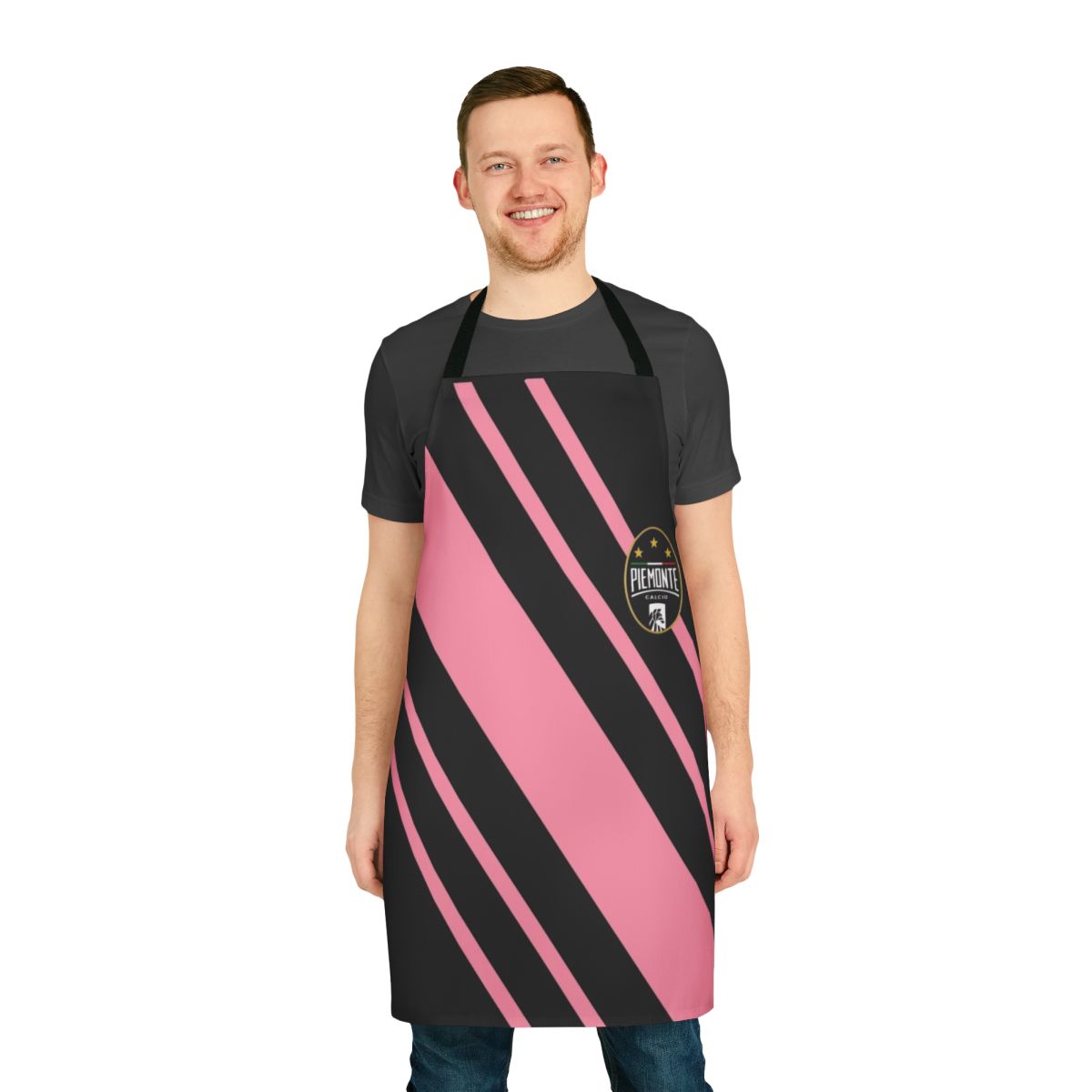 Piemonte Calcio-inspired apron featuring the classic football team's colors and design
