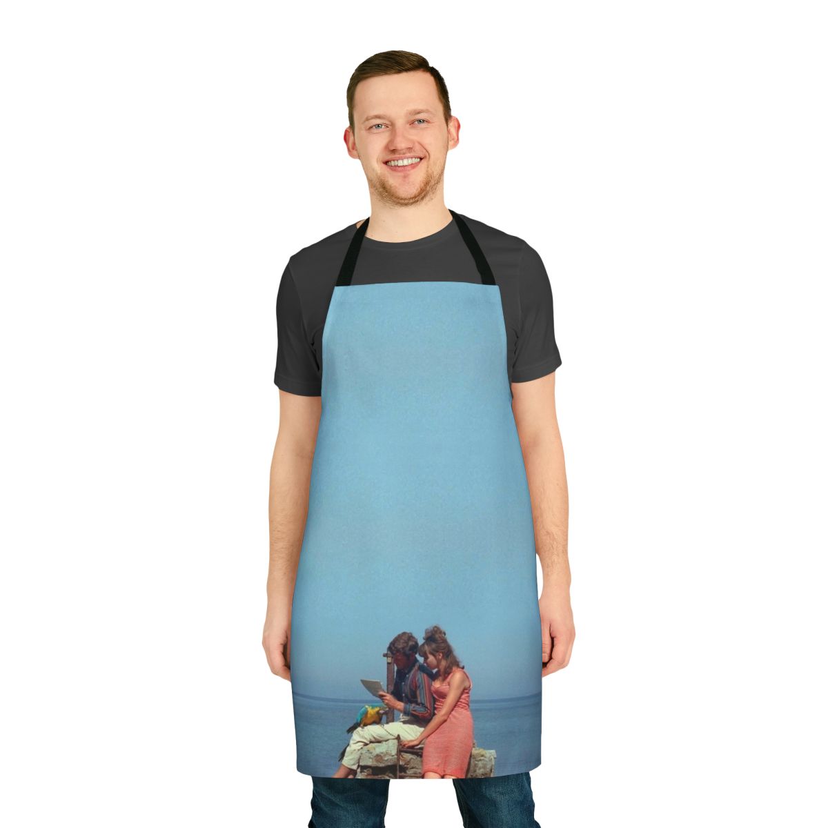 Pierrot le Fou themed apron with Nouvelle Vague film imagery