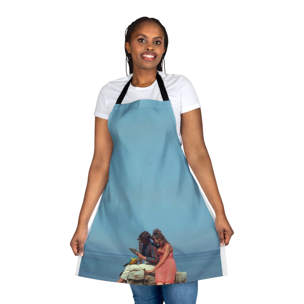 Pierrot le Fou themed apron with Nouvelle Vague film imagery