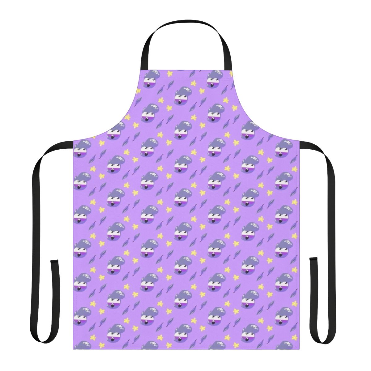 A white apron with an illustration of a cute pigeon mascot