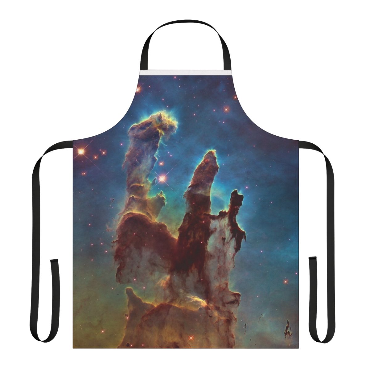 Pillars of Creation Space Apron featuring a detailed image of the iconic Pillars of Creation in the Eagle Nebula