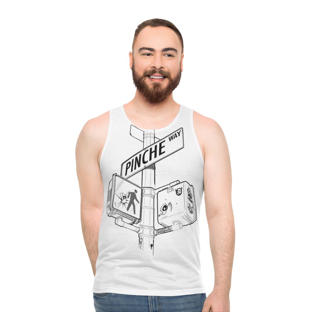 Pinche Way NYC Street Sign Unisex Tank Top