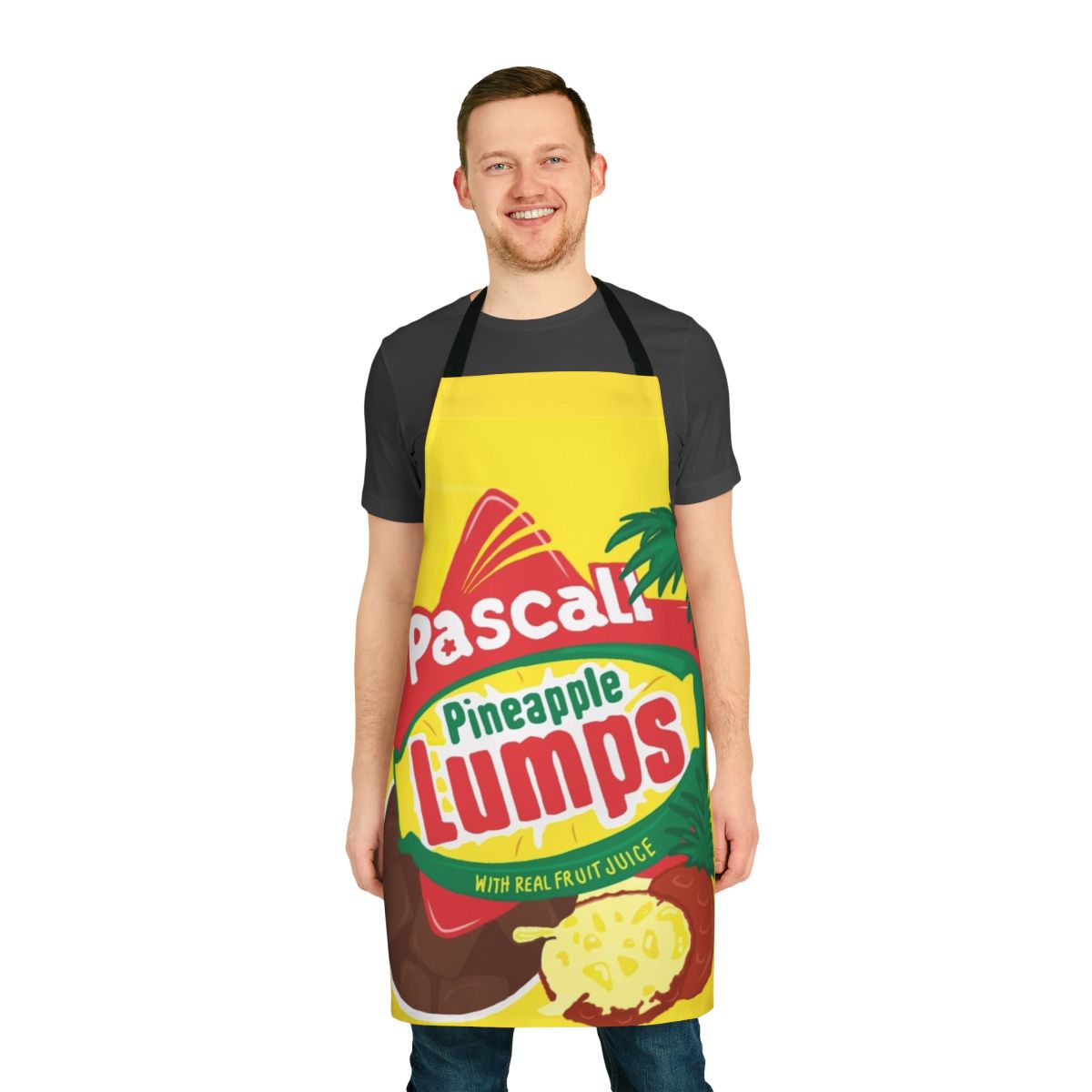 Pineapple Lumps inspired New Zealand apron with iconic food imagery