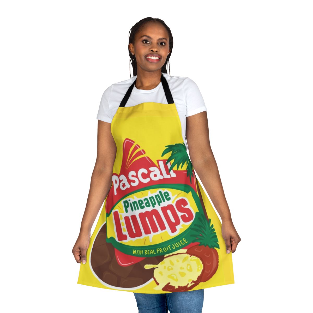 Pineapple Lumps inspired New Zealand apron with iconic food imagery