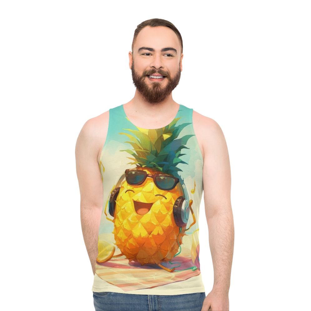 Pineapple tank top with headphones design
