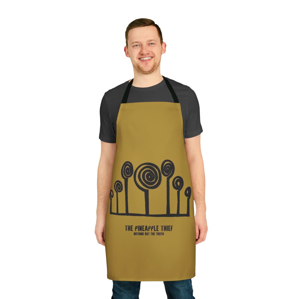 Pineapple-themed apron with musical notes and instruments