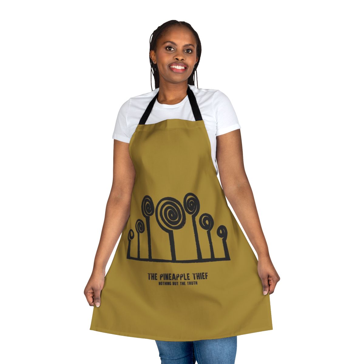 Pineapple-themed apron with musical notes and instruments