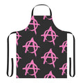 Pink and black anarchy-inspired apron with Machine Gun Kelly's "Tickets to My Downfall" album artwork