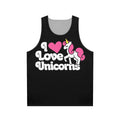 Unisex pink and white unicorn tank top