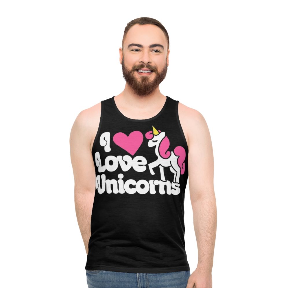 Unisex pink and white unicorn tank top