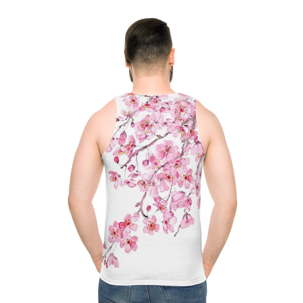 Pink cherry blossom watercolor tank top
