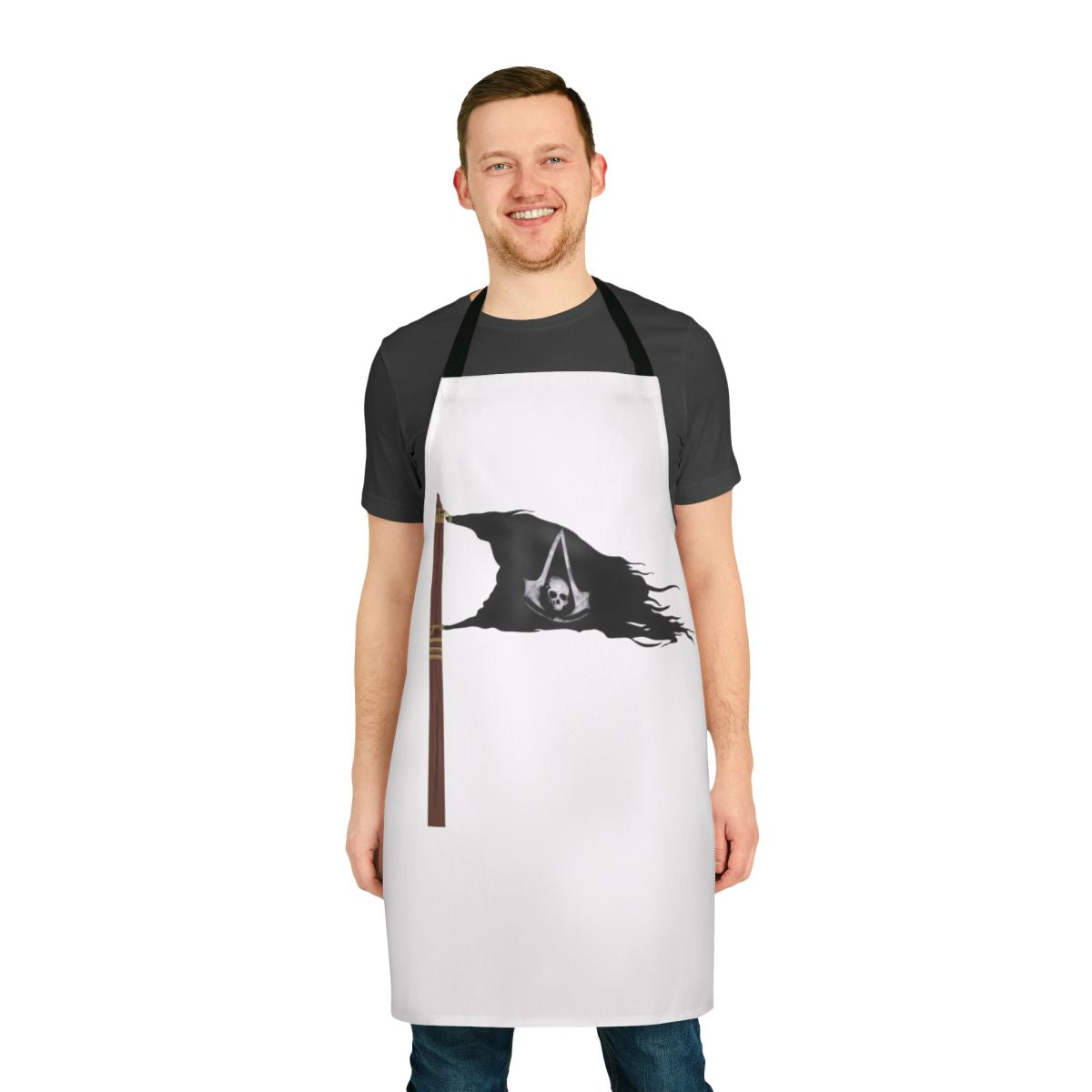 Pirate flag-inspired apron with Assassin's Creed Black Flag design