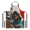 Assassin's Creed Black Flag-themed apron featuring pirate and island motifs