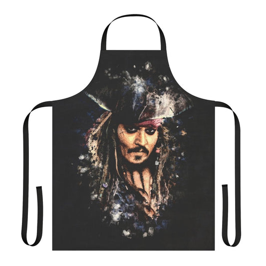 Pirate-themed apron with grunge splash paint design