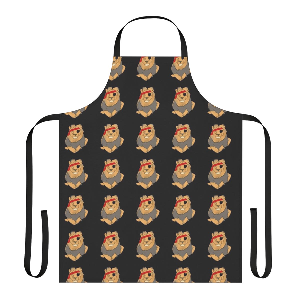 Pirate-themed apron with a large lion graphic, perfect for the kitchen