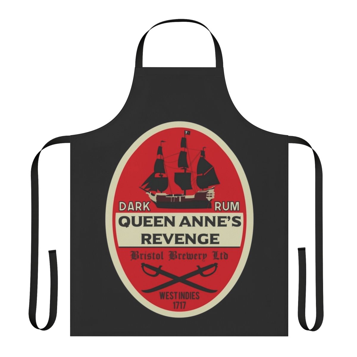 Pirate-themed apron with Queen Anne's Revenge design