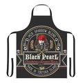 Pirate-themed black and white rum apron with a skull and crossbones design, inspired by the Black Pearl from Pirates of the Caribbean