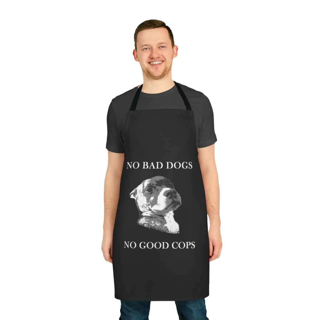 Pit bull and anti-police message printed on a high-quality apron