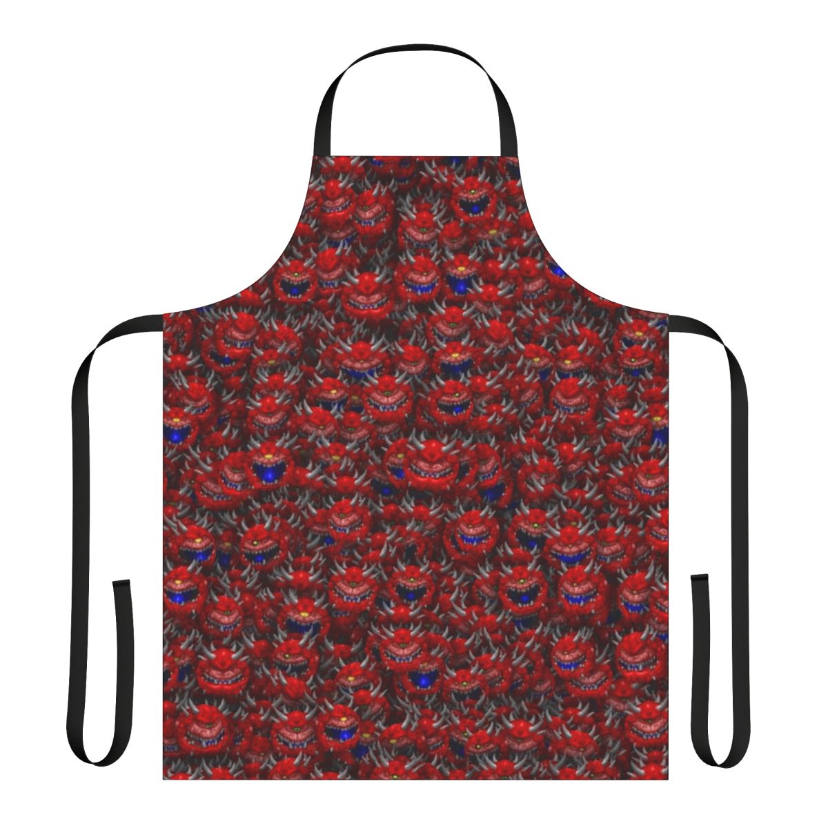 Pixel art cacodemon demon from the Doom video game series printed on a high-quality kitchen apron.