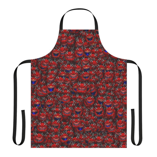 Pixel art cacodemon demon from the Doom video game series printed on a high-quality kitchen apron.